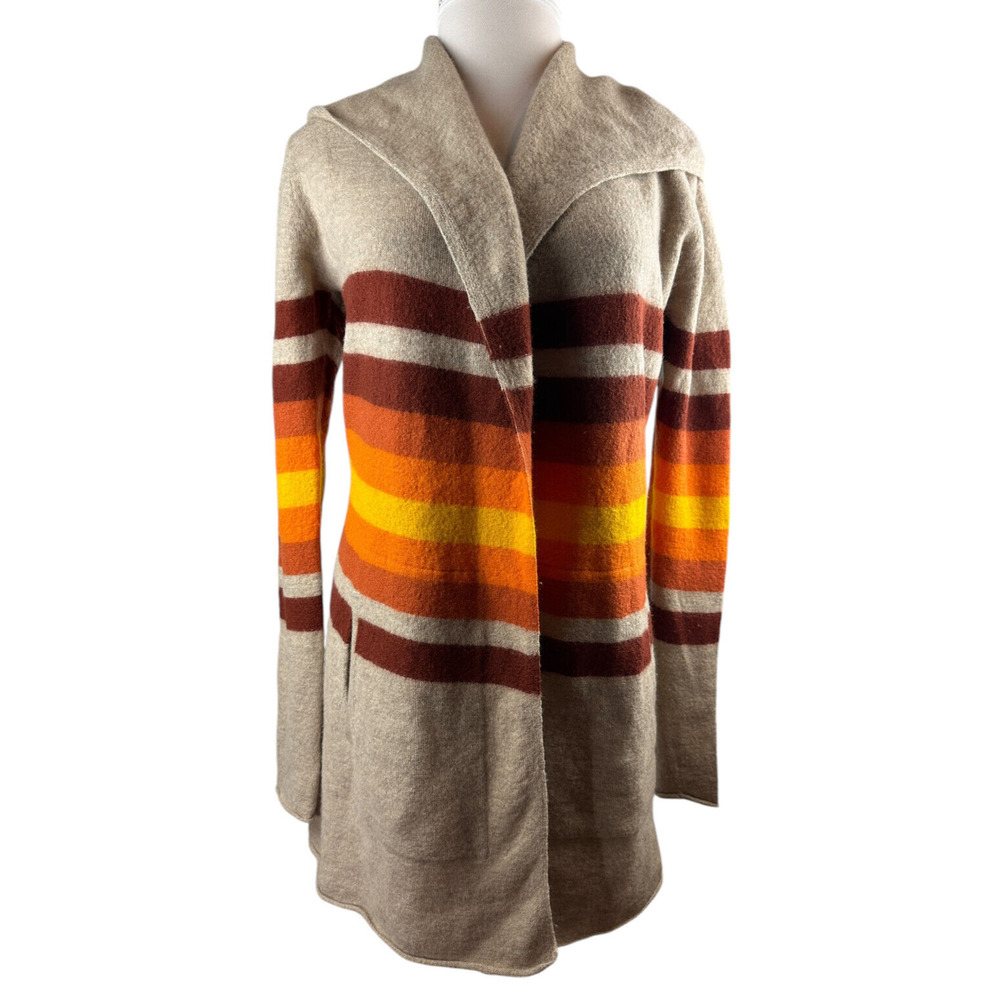 Toad & Co Merino Heartfelt Hoodie Duster Wool Long Open Cardigan Sweater Medium - Picture 2 of 14